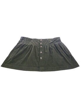 American Eagle Womens Corduroy Mini Skirt Green Button Front Size 24